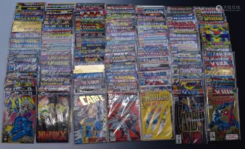 Two-hundred-and-ten Marvel comics, the majority Wolverine an...