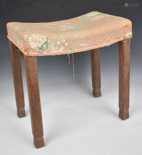 King George VI upholstered Coronation stool with bevelled li...