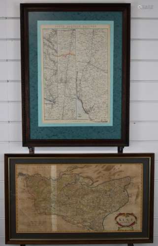 Robert Morden map of Kent, 34 x 63cm, Ogilby road map from L...