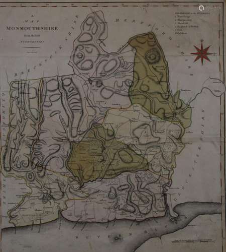 John Cary 18thC map of Monmouthshire, 46 x 42cm