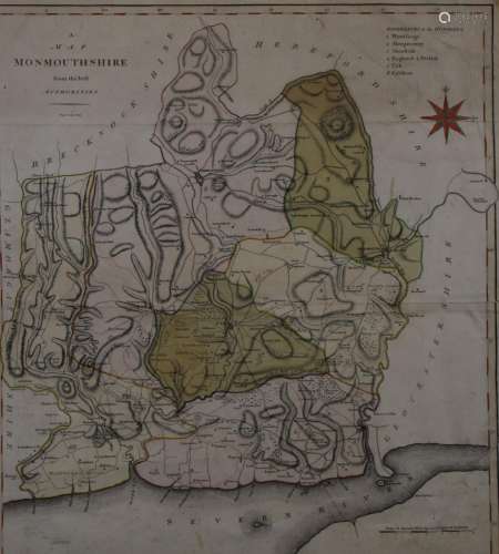 John Cary 18thC map of Monmouthshire, 46 x 42cm