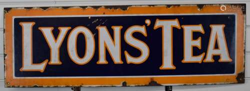 Vintage Lyons Tea enamel advertising sign, 30 x 91.5cm