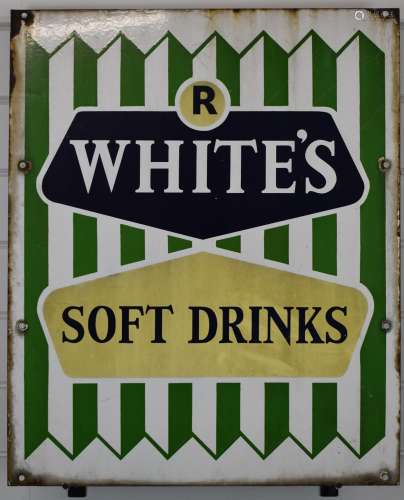 R Whites vintageenamel advertising sign, 64 x 52cm