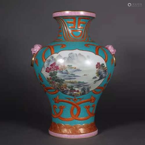 Qing Dynasty Qianlong Period Famille Rose Porcelain Turquois...
