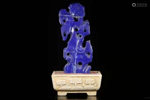 Lapis Lazuli Shanzi Potted Ornament , China