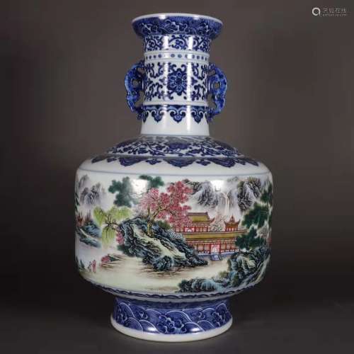 Qing Dynasty Qianlong Period Blue And White Porcelain Famill...