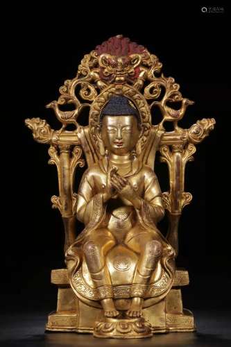 Bronze Gold Gilded Buddha Statue, China
