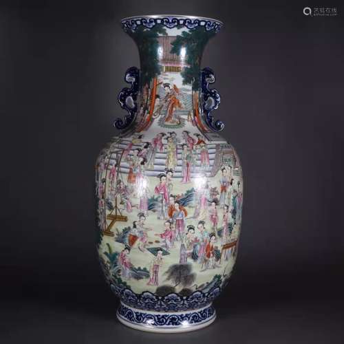 Qing Dynasty Qianlong Period Blue And White Porcelain Famill...