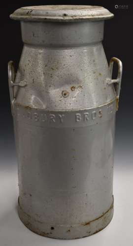 Cadbury Brothers steel milk churn and lid, H75cm