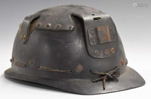 Vintage miners or similar helmet with clip to front for ligh...