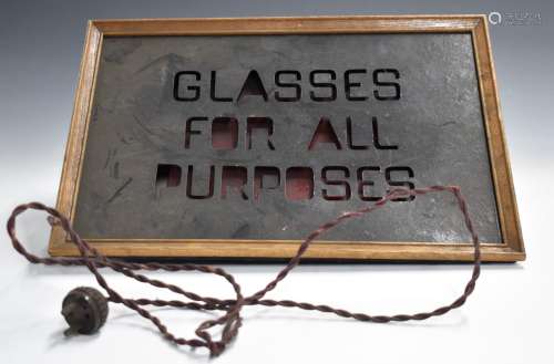 Vintage opticians shop illuminated advertising display sign ...