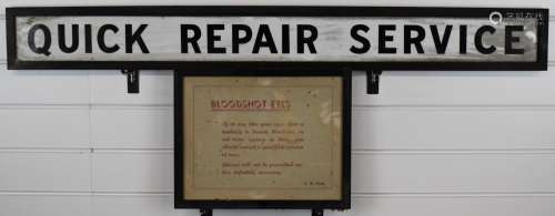 Five vintage opticians shop display advertising signs, compr...