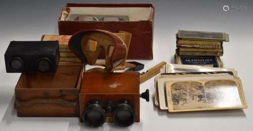 19thC stereoscopic viewer and cards, to include Boer war int...