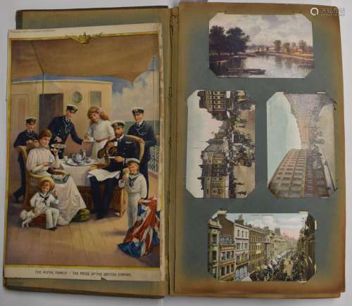 Approximately 204 postcards in an Edwardian album including ...