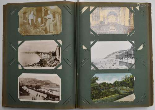 Over 300 postcards in an Edwardian album to include Gloucest...