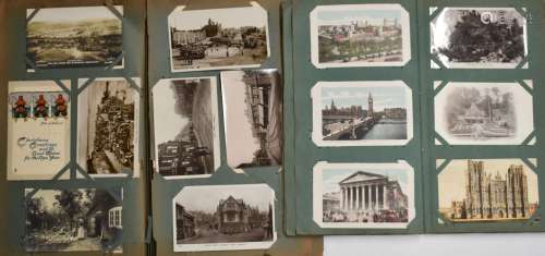 Approximately over 200 cards in two Edwardian postcard album...