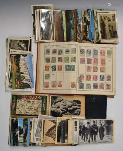 Lincoln all world stamp album, a similar collection of postc...