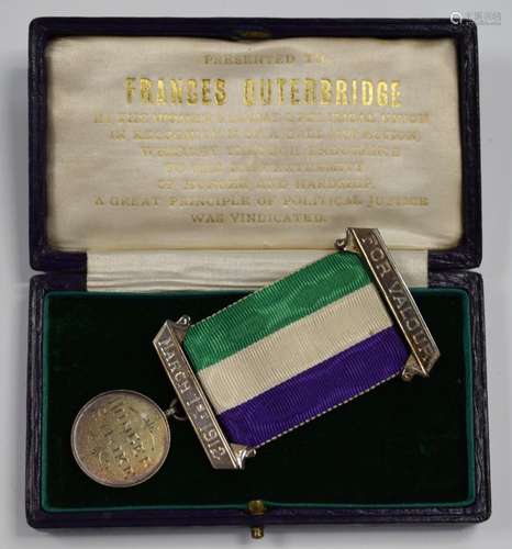 Hallmarked silver suffragette Hunger Strike medal awarded to...