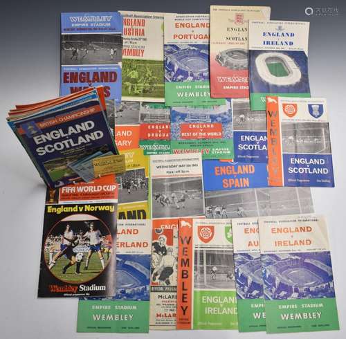 Thirty-six England international football programmes mainly ...