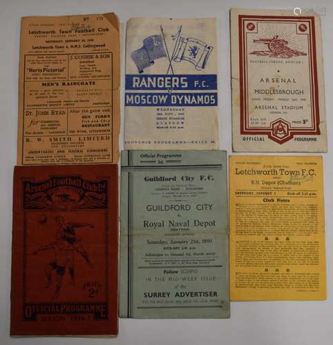 Nine various football programmes comprising Arsenal v Everto...