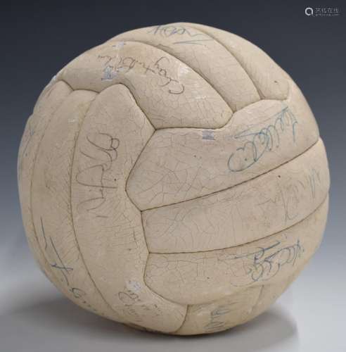 Sondico football with 21 signatures from the 1990-91 Manches...