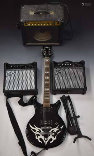 Gear 4 Music electric guitar in black lacquered finish with ...