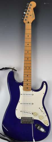 Fender Stratocaster electric guitar in blue lacquered finish...