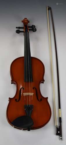 The Stentor Student 20thC violin, back length 35.5cm, with b...