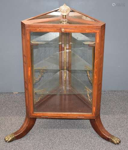 Late 19th or early 20thC inlaid mahogany triangular glazed d...