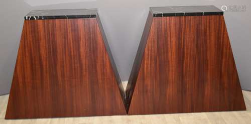 A pair of royalcore style tapered mahogany plinths / stands ...