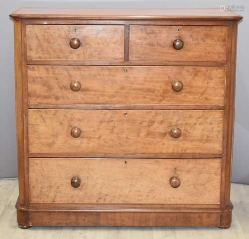 Victorian mahogany chest of two over three graduated drawers...