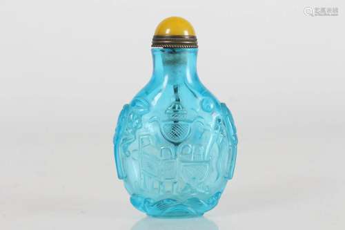 Chinese Blue-glazed Fortune Snuff Bottle