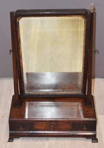 Victorian mahogany three drawer bevelled glass dressing tabl...