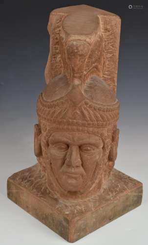 Carved stone bust of a Roman Centurion, H40cm