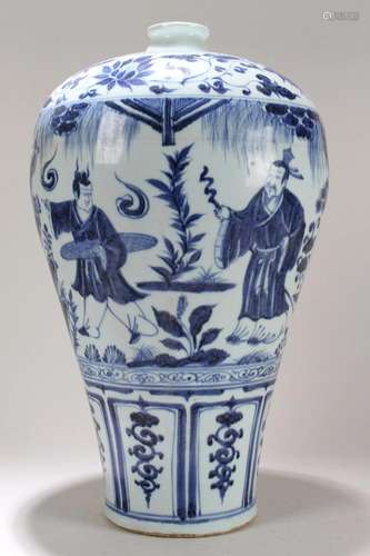 A Chinese Story-telling Blue and White Porcelain