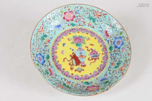 A Chinese Ancient-framing Fortune Porcelain Plate