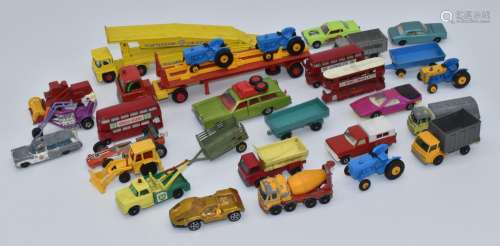 Twenty-nine Matchbox Lesney and Corgi diecast model vehicles...