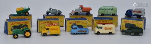 Ten Matchbox Lesney 1-75 series diecast model vehicles 15, 1...