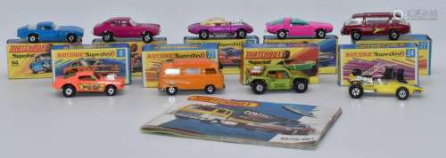 Nine Matchbox Superfast diecast model vehicles 8, 13, 14, 22...