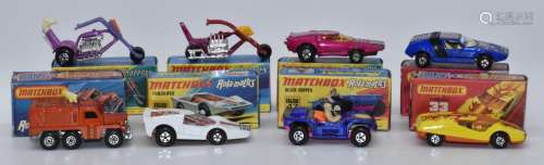 Eight Matchbox diecast model vehicles Rola-matics 16, 35, 39...