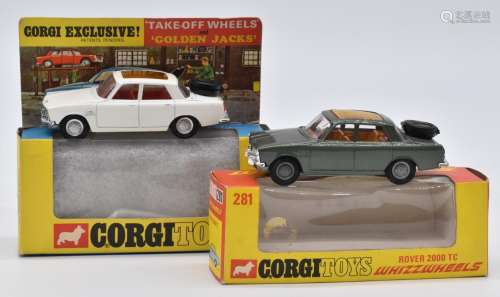 Two Corgi Toys diecast model Rover 2000 TC cars, one with wh...