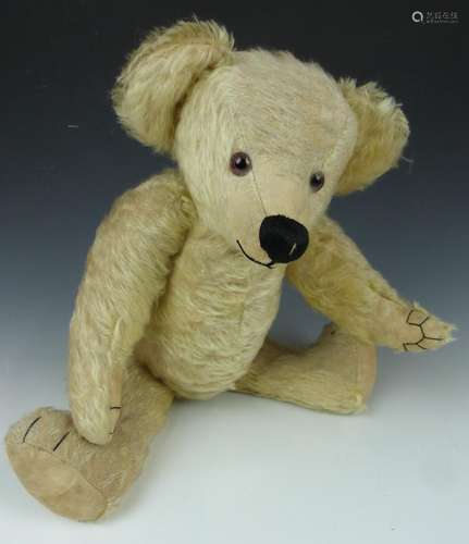 Steiff style Teddy bear with blonde mohair, stitched snout a...