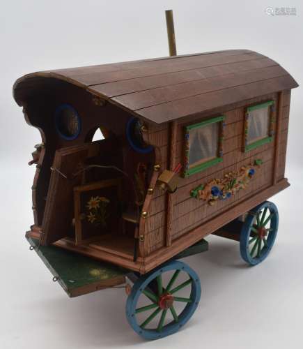 Scratch built wooden model of a traditional gypsy caravan wi...