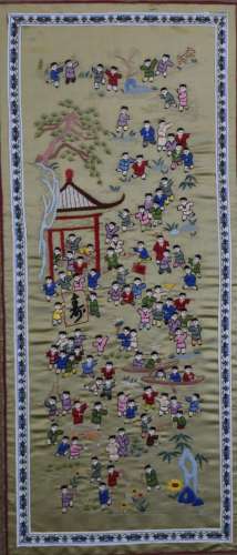 Chinese19th/20thC embroidery of children playing in processi...