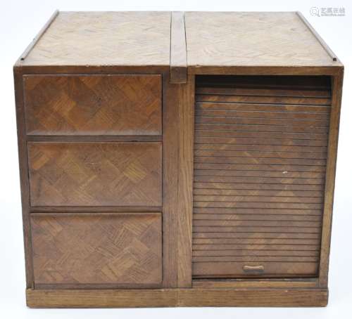 Japanese Yosegi parquetry inlaid cabinet with three drawers ...