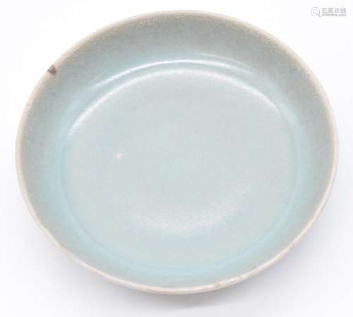 Chinese Celadon glazed pedestal dish,diameter14cm