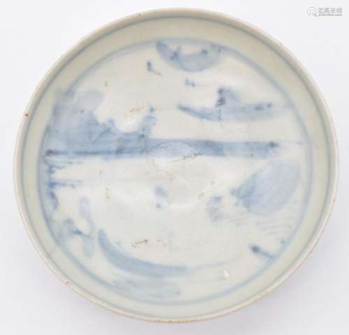 Chinese Vung Tau Cargo blue and white pedestal dish with ori...