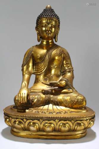 Chinese Massive Gilt Religious State Buddha Statue