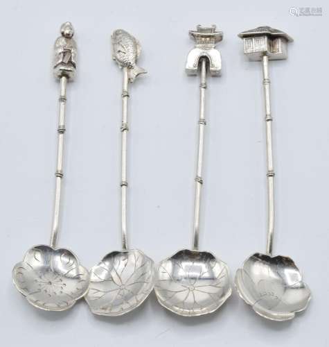 Set of four Chinese or Hong Kong silver novelty spoons, the ...
