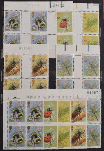 Five stockbooks of mint GB QEII stamps, singles and blocks i...
